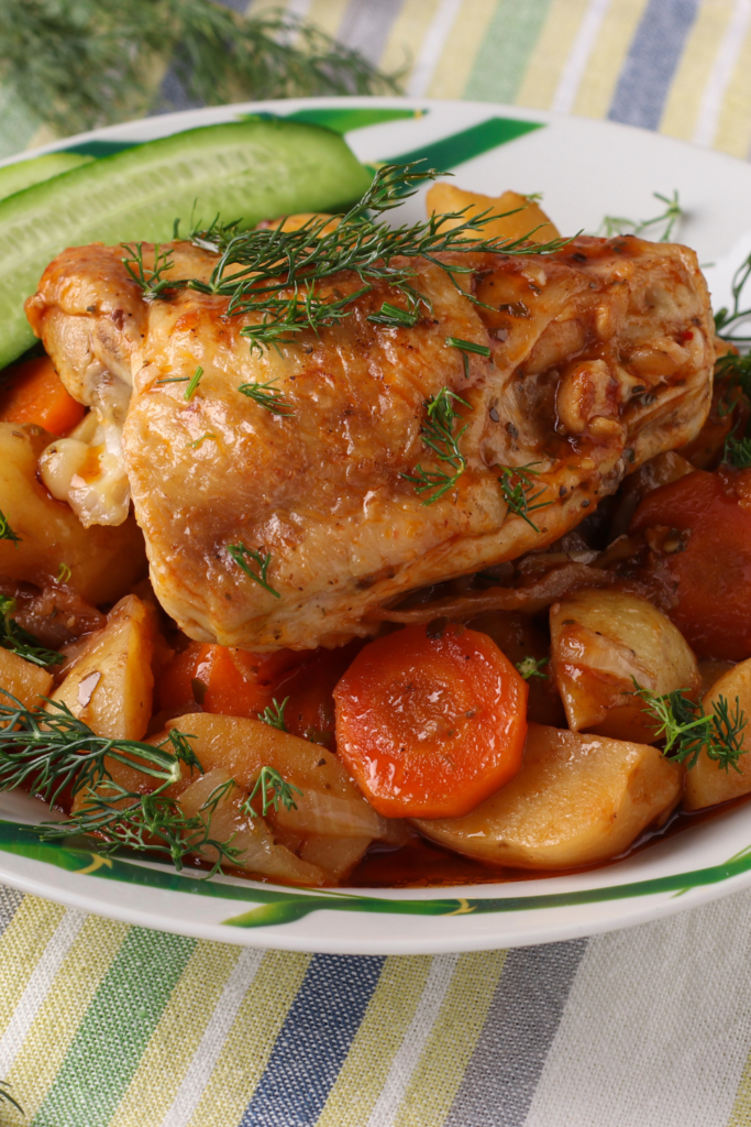 Roasted Chicken Thighs with Potatoes and Carrots